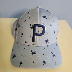 Mens Navy And Gray Puma Golf Cap W Palm Trees